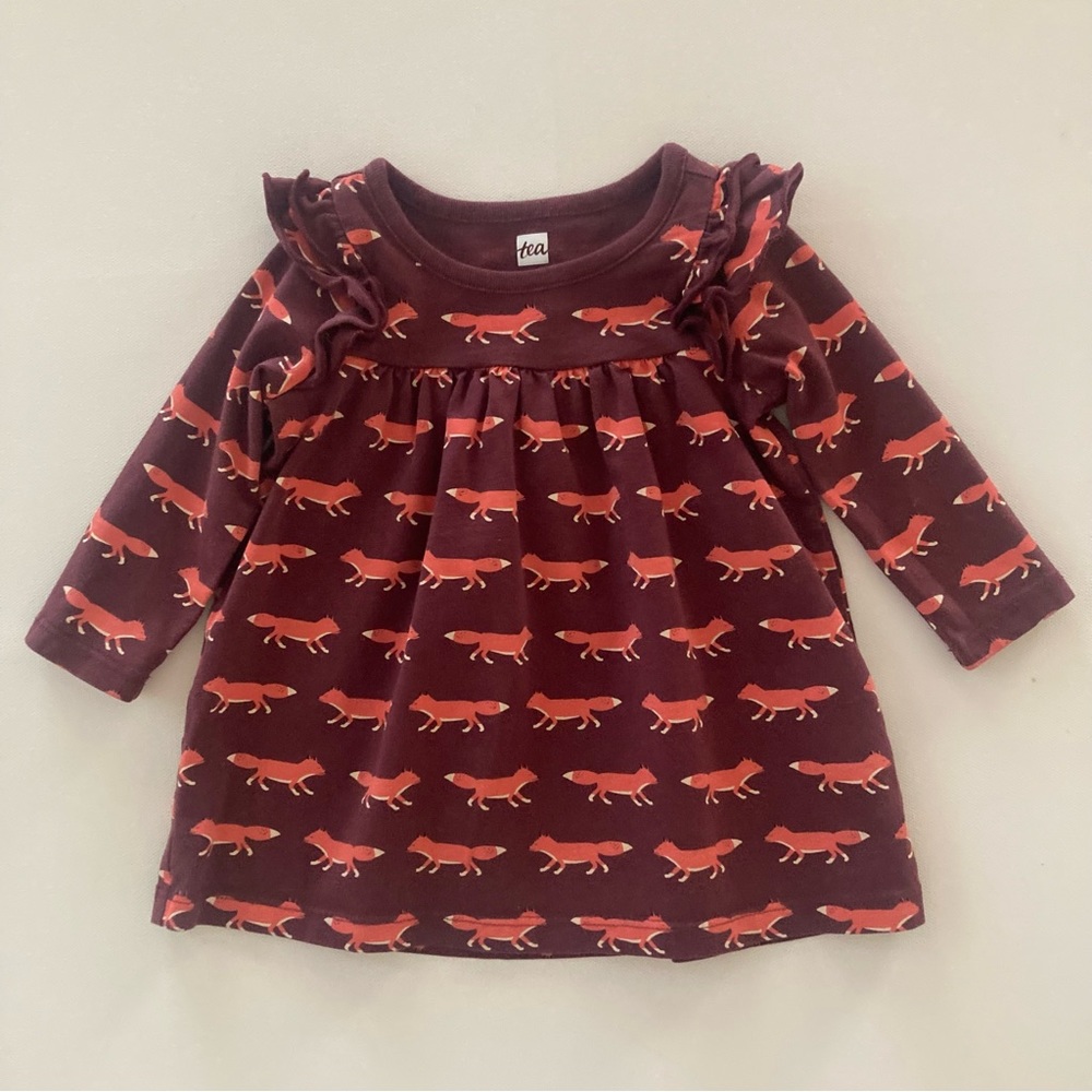 Tea Collection 3-6 Months Baby Girl Fox Ruffle Dress